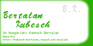 bertalan kubesch business card